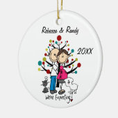 Aangepast verwacht paar, kat, hondenversiering keramisch ornament (Links)