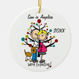 Aangepast verwacht paar met honden-sierplanten keramisch ornament