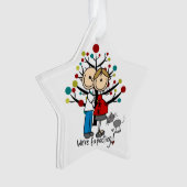 Aangepast verwacht paar met kattenacrylversiering ornament (voorkant)