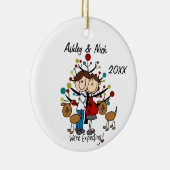 Aangepast verwacht paar met Ornament Honden (Rechts)