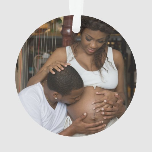 Aangepast verwacht Zwangere fotofeestdag Ornament (achterkant)