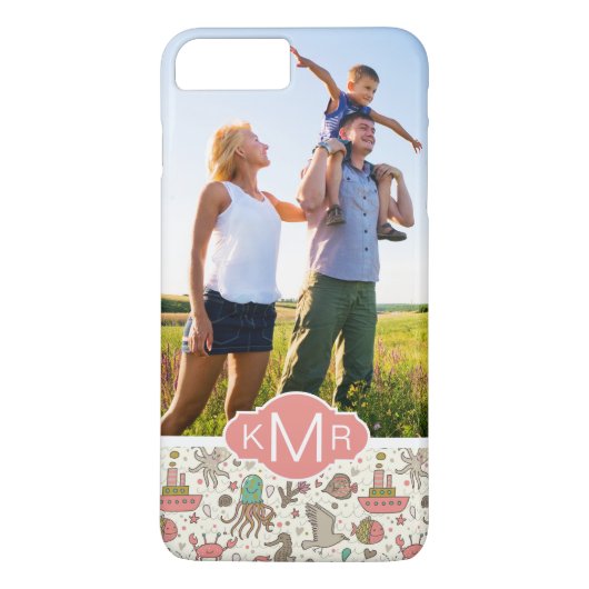 Aangepast verzendpatroon foto- en monogram zomerti Case-Mate iPhone case (Achterkant)
