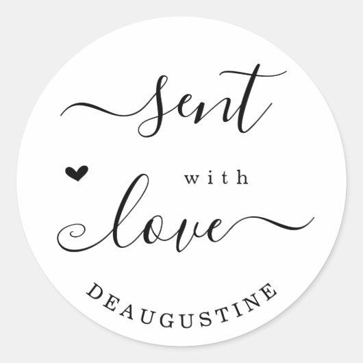 Aangepast verzonden met liefdesenvelopzegel ronde sticker (Voorkant)