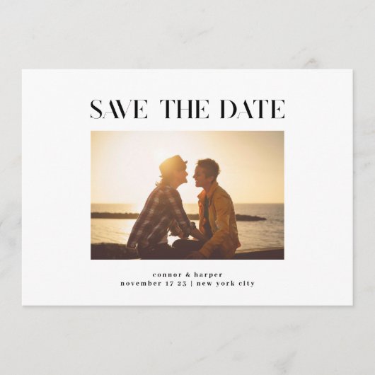 Aangepast | Vet Foto Lijst Moderne tekst Save The Date (Voorkant)