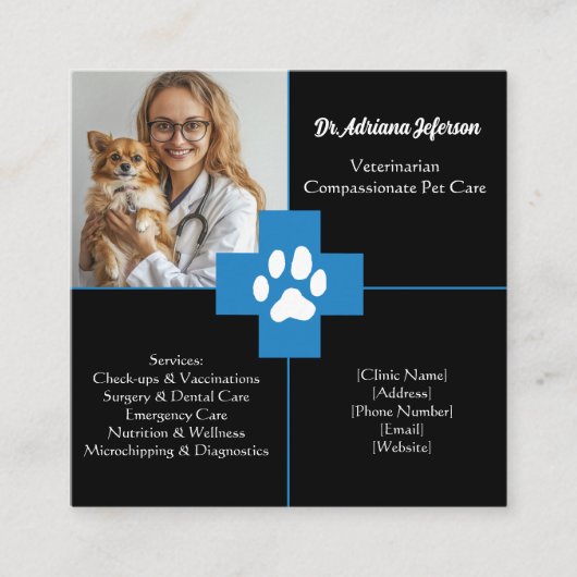 Aangepast Veterinair Visitekaartje met Foto (Voorkant)