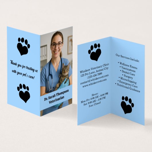 Aangepast Veterinair Visitekaartje met Foto (Binnen en buitenkant)