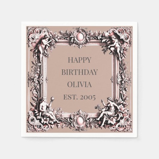 Aangepast Victoriaans Lijst servet – mocha mousse  (Voorkant)
