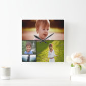 Aangepast vier foto-acrylwandklok vierkante klok (Huis)