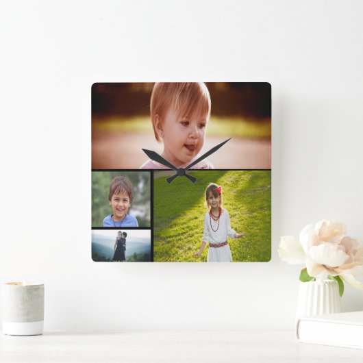 Aangepast vier foto-acrylwandklok vierkante klok (Huis)