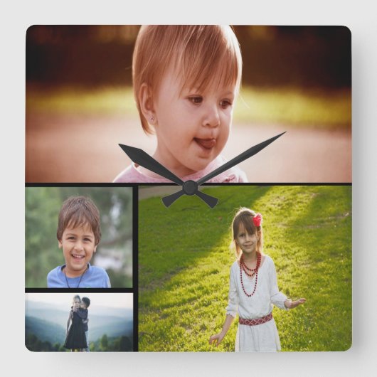 Aangepast vier foto-acrylwandklok vierkante klok (Voorkant)