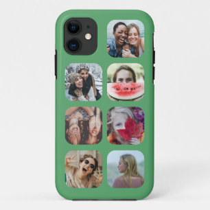 Aangepast vierkant 7 Foto Collage Green Sjabloon  Case-Mate iPhone Case
