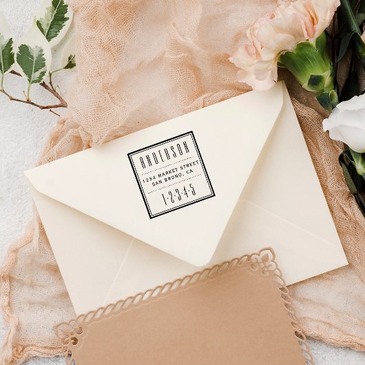 Aangepast vierkant Art Deco Return-adres Rubberstempel