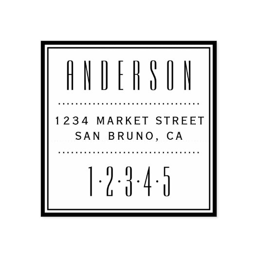 Aangepast vierkant Art Deco Return-adres Rubberstempel (Afrduk)