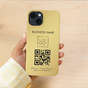 Aangepast vierkant Business Logo QR Code Gold Grad iPhone 13 Hoesje