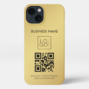 Aangepast vierkant Business Logo QR Code Gold Grad iPhone 13 Hoesje