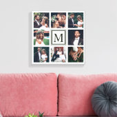 Aangepast vierkant collage 8 Weddenfoto Monogram Canvas Afdruk (Insitu (Woonkamer))