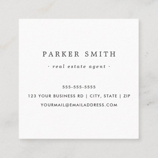 Aangepast vierkant fotomodern minimalistisch profe vierkante visitekaartje (Achterkant)