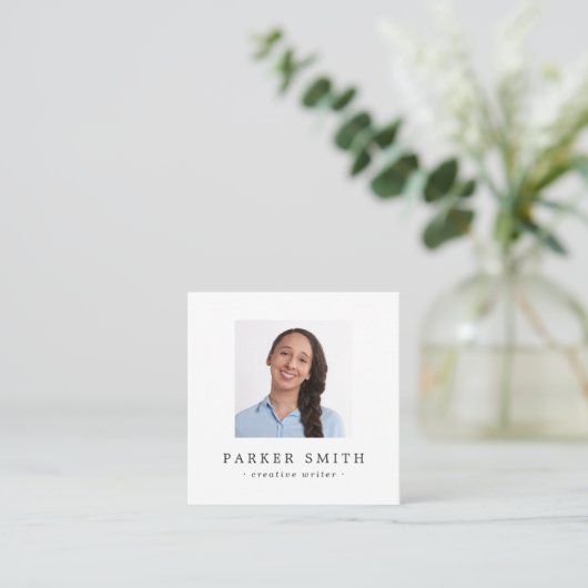 Aangepast vierkant fotomodern minimalistisch profe vierkante visitekaartje (Staand voorkant)