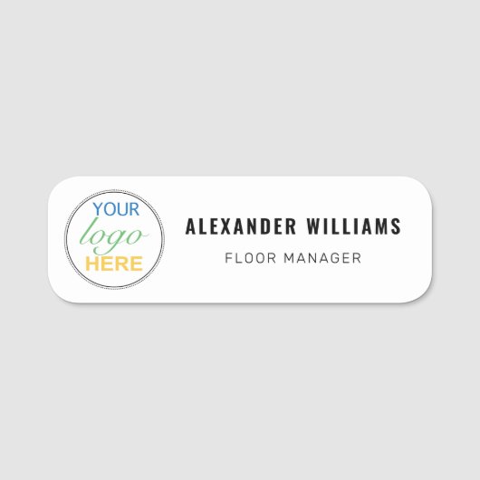 Aangepast vierkant logo en werknemer naamplaatje (Voorkant)