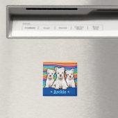 Aangepast vierkant Magnet Rainbow-puppies. (Insitu (Vaatwasser))