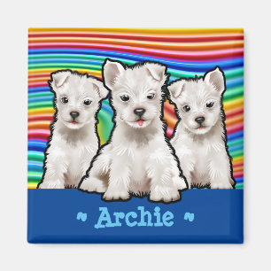 Aangepast vierkant Magnet Rainbow-puppies.
