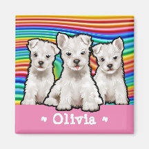 Aangepast vierkant Magnet Rainbow-puppies.