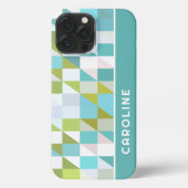 Aangepast vierkant Retro driehoeken veelhoekspatro iPhone Hoesje (Achterkant)