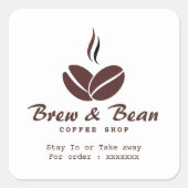 Aangepast vierkant sticker met koffiezaaklogo (Voorkant)