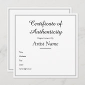 Aangepast vierkant zilver certificaat van echtheid bedankkaart (Voorkant / Achterkant)