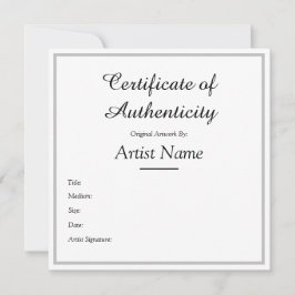 Aangepast vierkant zilver certificaat van echtheid bedankkaart