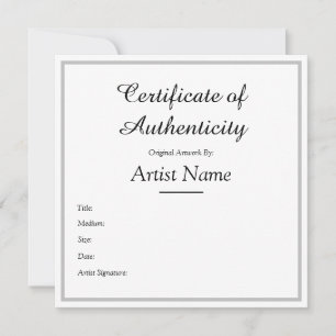 Aangepast vierkant zilver certificaat van echtheid bedankkaart