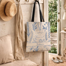 Aangepast Vintage Blauwe Wilde Bloem Franse Toile 