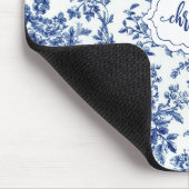 Aangepast Vintage Bloemendessin Marineblauwe Toile Muismat (Hoek)