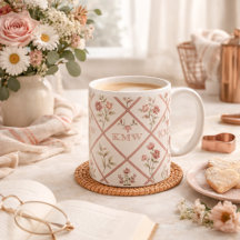 Aangepast Vintage Blush Roze Bloem Motief met Tral