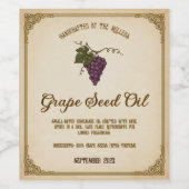 Aangepast Vintage Druivenpitolie Etiket (Enkel label)
