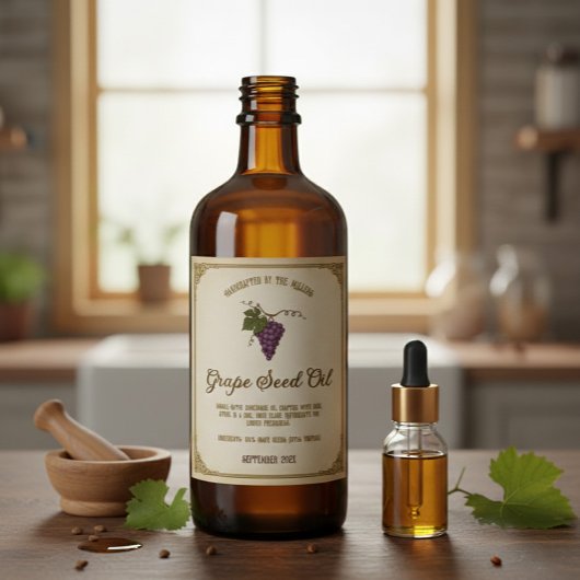 Aangepast Vintage Druivenpitolie Etiket