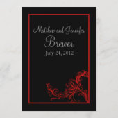 Aangepast Vintage Rode Trouwreceptie Diner Menu (Achterkant)