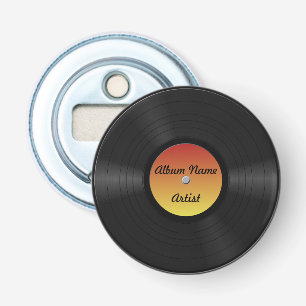 Aangepast vinylrecord fake button flesopener