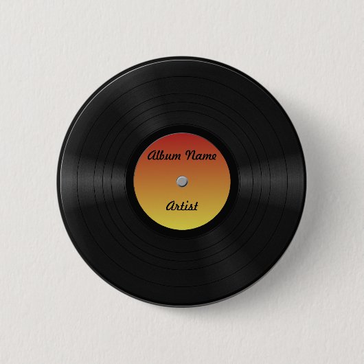 Aangepast vinylrecord fake ronde button 5,7 cm (Voorkant)