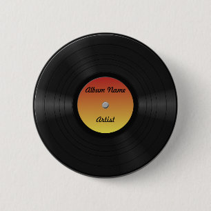 Aangepast vinylrecord fake ronde button 5,7 cm