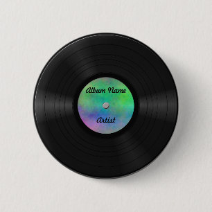 Aangepast vinylrecord fake ronde button 5,7 cm