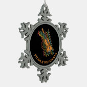 Aangepast  vioolspruitstuk tin sneeuwvlok ornament (Links)