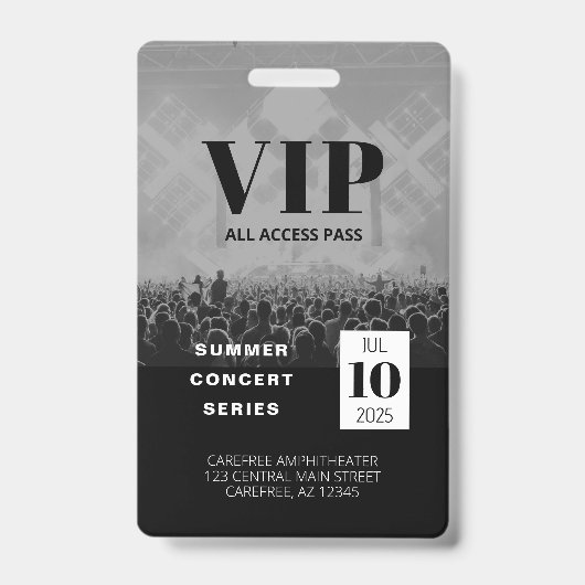 Aangepast VIP All Access Concert Badge (Voorzijde)