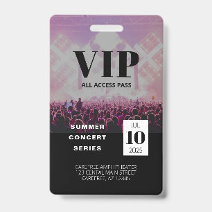 Aangepast VIP All Access Concert Badge