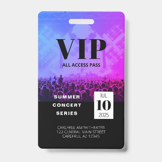 Aangepast VIP All Access-concertbadge Badge (Voorzijde)
