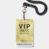 Aangepast VIP All Access Evenement Barcode Logo Go Badge (Voorzijde met lanyard)