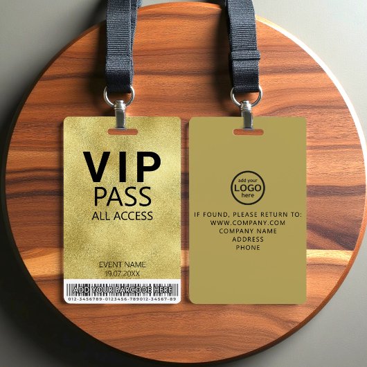 Aangepast VIP All Access Evenement Barcode Logo Go Badge