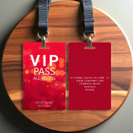 Aangepast VIP All Access Evenement Bokeh Orbs Rood Badge