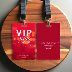 Aangepast VIP All Access Evenement Bokeh Orbs Rood Badge