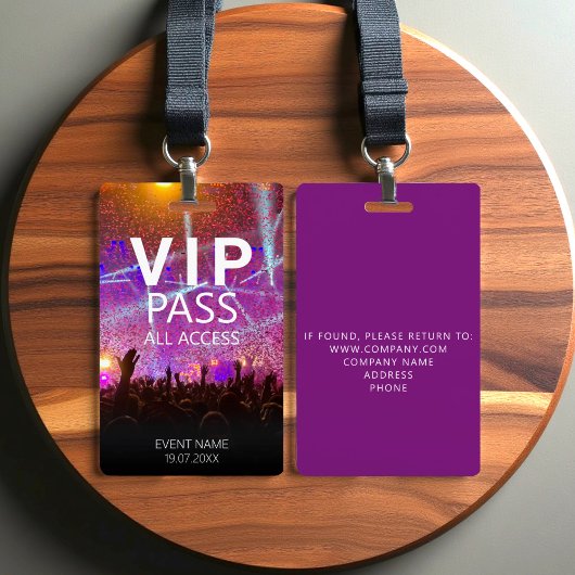 Aangepast VIP All Access-evenement Paarse Badge